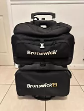 Brunswick 4 Ball Bowling Stackable Roller Bag Telescopic Handle Black