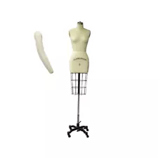 Pro Female Half Body Linen Size 6 Pinnable Dress Form Mannequin with Arm & Pads