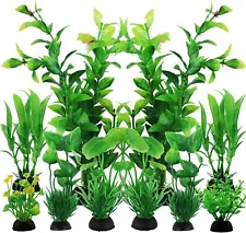 10Pcs Artificial Fish Tank Plants Fake Plastic Water Green Plants Aquarium Decor