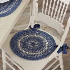 Farmhouse 15 in Chair Pad Blue Great Falls Blend Kitchen Table Decor VHC Brands