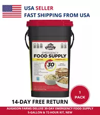 Augason Farms Deluxe 30-Day Emergency Food Supply 5-Gallon & 72-Hour Kit, NEW