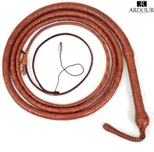 Indiana Jones Style Equestrian Bullwhip Cowhide Leather 6 Ft, 16 Plait Bullwhip