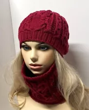 Hat Scarf set women Irish. Winter wool knit beanie scarf set.Christmas gift sale