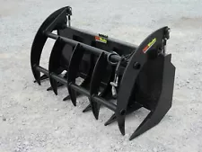 72" Brush Root Rake Clam Grapple Attachment Fits Skid Steer Tractor Quick Attach