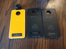 3 Used Moto Mods Bundle for Motorola Z4: 2 Mophie Juice Packs & 360 Camera