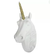 White Unicorn Head Gold Glitter Horn Unicorn Wall Mount Hobby Lobby 386940