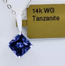 AAA TANZANITE 0.94 Cts PENDANT 14K WHITE GOLD - MADE IN USA - New With Tag