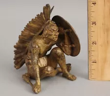 Antique BERGMAN Miniature Austrian Bronze Western American Indian Sculpture