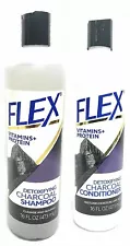 (2 Pack) Flex Detoxifying Charcoal Shampoo & Conditioner Vitamins + Protein