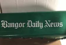 Bangor Daily News Newspaper Delivery Tube Box Green Plastic BDN MAINE Large Font