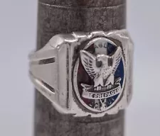 1940s BSA Boy Scouts Eagle Scout Type 2B Deco Sterling Silver Ring Size 8