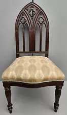 Antique French Carved Gothic Revival Rosewood Victorian Side DESK Chair