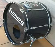 GO DOUBLE! 90's LUDWIG ROCKER SERIES 22" BLACK BASS DRUM for YOUR DRUM SET! K305