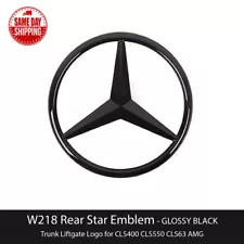 W218 Mercedes GLOSS BLACK Star Emblem Rear Trunk Lid Logo Badge AMG CLS63 CLS550 (For: 2016 CLS63 AMG S)