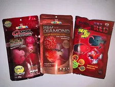 Set of 3 RED COLOR BOOSTER formula pellets for flowerhorn and parrot fish food