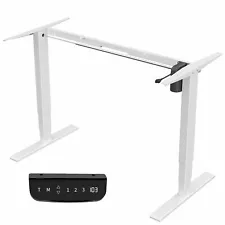 USED VIVO White Electric Stand Up Desk Frame Single Motor Standing Height Adjust