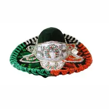 NEW XS Mexican Flag Mariachi Folklorico Sombrero Hat Costume Red, Green & Black