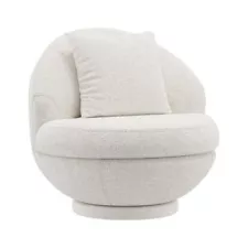 Boulder Upholstered Swivel Storage Chair, Ash White