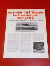 NOS GM 1970 Buick Skylark GS 455 Stage I /dealership road test sales brochure