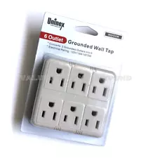 6-Outlet Grounded Wall Adaptor Tap 2 Grounded Plug 3 Prong Electrical USA SELLER