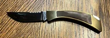 Browning USA Brass/Wood Lockback Knife in Excellent Condition 3 1/4 In Closed