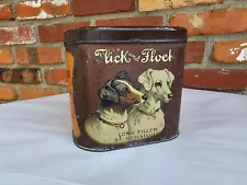 Rare Old Antique Flick & Flock Cigar Tin Trademark Dog Tobacco Advertising Tin