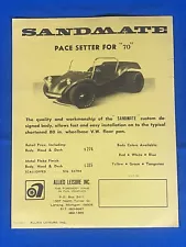 Vintage 1970 Sandmate Dune Buggy Sales Brochure Sheet by Allied Leisure (Lt#98)