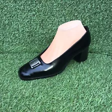 ð´SALEð´Vintage BALLY Black Glossy Leather Mid Heel Court Shoes UK 5 EU 38