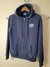 Indian Motorcycle Logo Biker Zip Up Hoodie Womans Large Navy Blue.