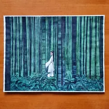 Bamboo Forest Painting Japanese Landscape Painting Original Watercolor Painting