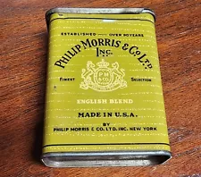 VINTAGE EMPTY PHILIP MORRIS CIGARETTES TIN SLIDING LID 2-5/8" X 3-1/8"