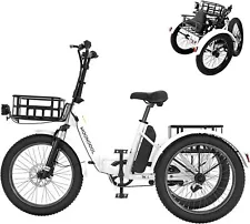 20" Fat Tire Foldable Electric Trike 750W Motor 48V Battery Electric Tricycle