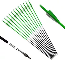 12PCS Hunting Target 31" Carbon Arrows Removable Tips for Compound Recurve Bow