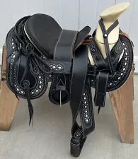 15" BLACK MEXICAN CHARRO SADDLE MONTURA CHARRA PARA CABALLO Horse Charro Gear