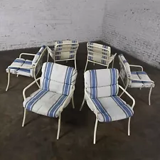 MCM Tropitone Outdoor Chairs with Vinyl Straps & Cushions Set of 6