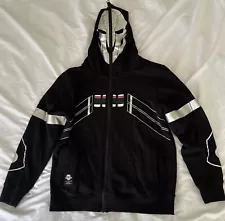 Overwatch Cosplay Reaper Hoodie 100% Cotton Men’s Size L Full Zip Up Over Face