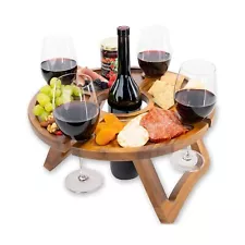 Portable Wine Table - Keeps Wine Glasses & Bottle in Place - Outdoor Wine Tab...