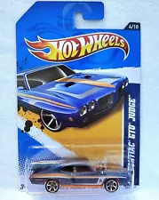 Hot Wheels 70 Pontiac GTO Judge #104 Blue Muscle Mania GM 12 For Sale