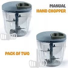 2x Manual Food Chopper Pull Cord Pulling Vegetable Slicer Hand Blender Kitchen