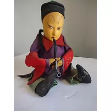 Very Rare 1920's Cloth and Felt Doll Chinese Opium Smoker With Pipe Art Doll