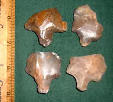 (4) Damaged Aterian Early Man Stemmed Points (30K-100K Yrs)