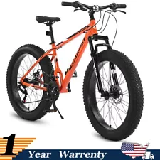 26" Fat Tire Bicycle Full Shimano 21 Speed Mountain Trail Bike Dual Disc Brake