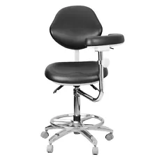 Dental Adjustable Doctor's Stool Assistant Chair +360 Degree Rotation Armrest US