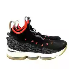 Nike LeBron 15 Basketball Shoes Black Bright Crimson Sock Knit Men 13 AQ2363-002