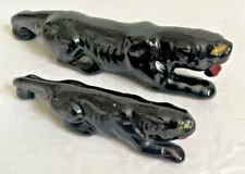 Vintage Set of 2 Stalking Black Panther Figurines - 2 Sizes - Made in Japan