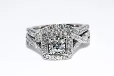 $6,000 1.18CT NATURAL PRINCESS CUT DIAMOND COCKTAIL ENGAGEMENT RING 14K GOLD