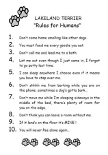 Lakeland Terrier "Rules for Humans" - CUSTOM MATTED - Dog Art Print : GIFT