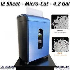 12 Sheet MICRO Cut Paper Shredder CD DVD Credit Card Home 4 Gal Heavy Duty Blue