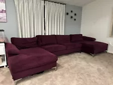 Modern Large Velvet Fabric U-Shape Couch.