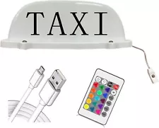 TAXI Cab Top Light Roof Sign USB Rechargeable Battery 24 Key IR Remote Colorful